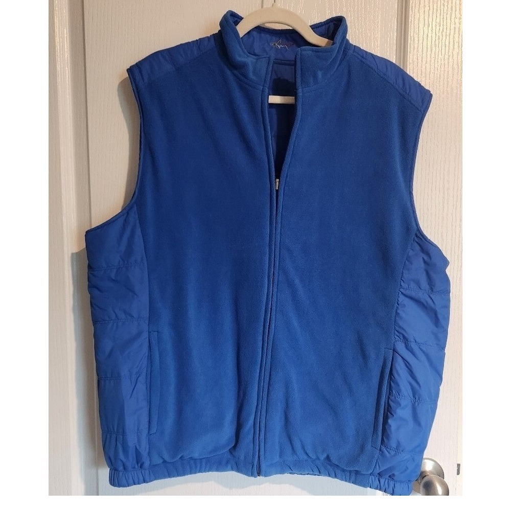 Greg Norman Reversible Fleece Quilted Wind Resistant Blue Zip Front Golf Vest Lg